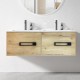 ANGEL 1500mm Light Oak Plywood Wall Hung Vanity With Double Ceramic Basin